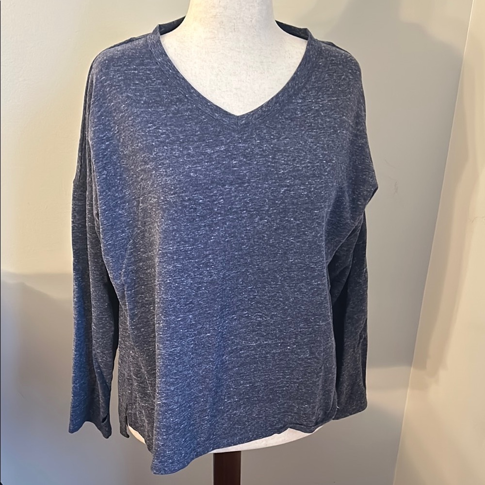 Cuddl Duds Heather Blue Comfort Wear V-Neck Sleep Top